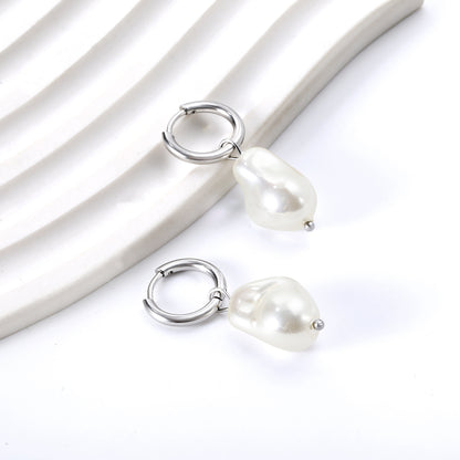 Bulk Irregular Pearl Hoop Earrings Minimalist Style