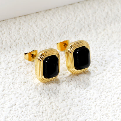 Wholesale Black Gem Square Earrings Sophisticated Look