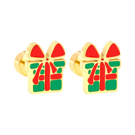 Wholesale 18K gold gift box with mixed color drop stud earrings