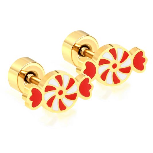 Wholesale 18K Gold Candy Stud Earrings Sweet Style
