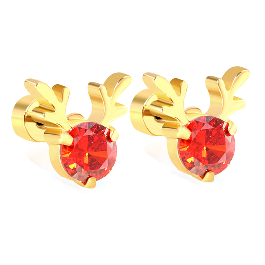 Wholesale 18K Gold Reindeer Stud Earrings Charming Design