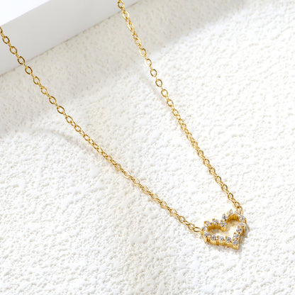 Bulk Gold Tone Heart Zircon Necklace Romantic Glow