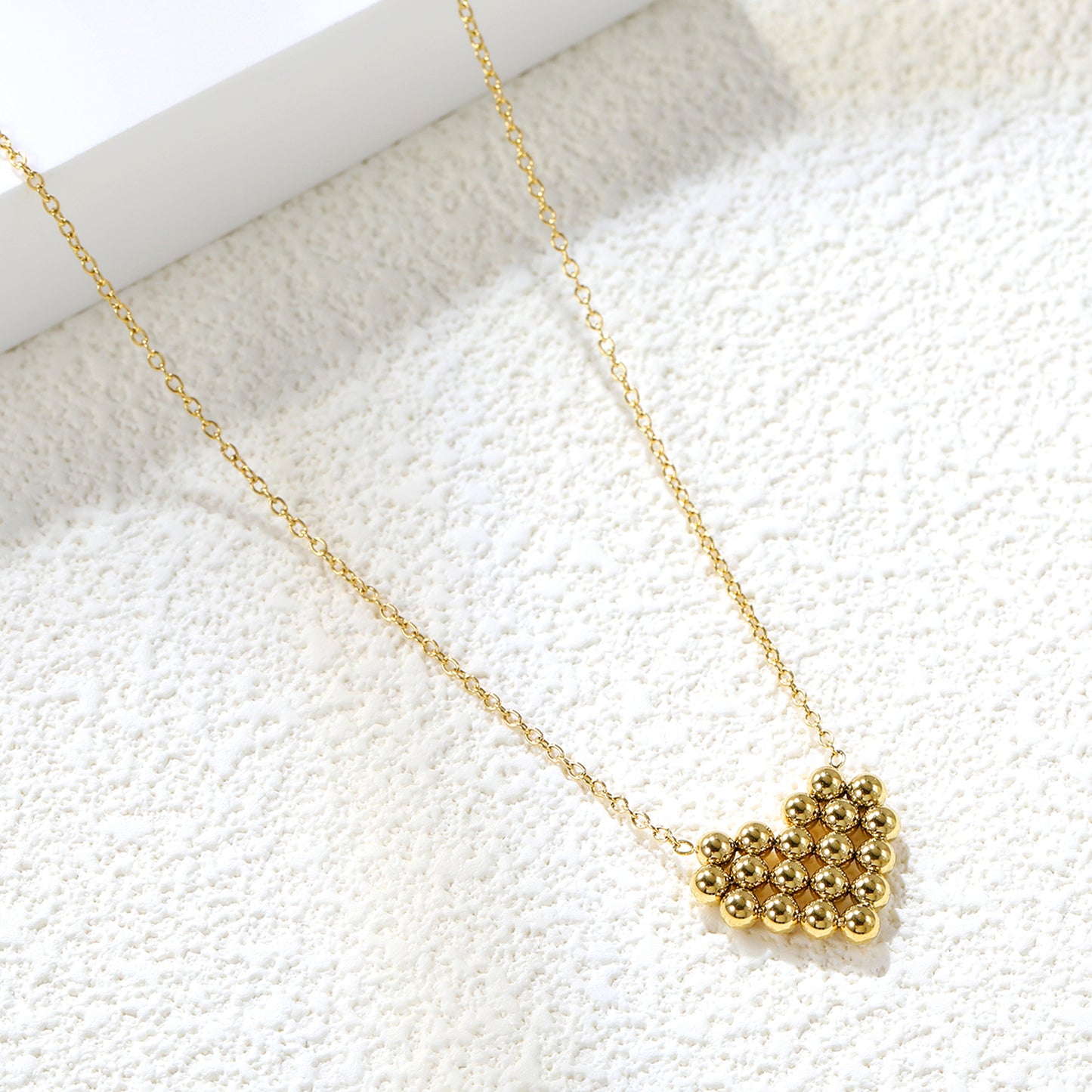 Bulk Gold Tone Heart - shaped Bead Necklace Romantic Charm