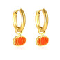 Wholesale Gold Hoop Earrings with Orange Pumpkin Charm