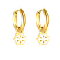 Wholesale stainless steel circle snowflake & white drop oil earrings