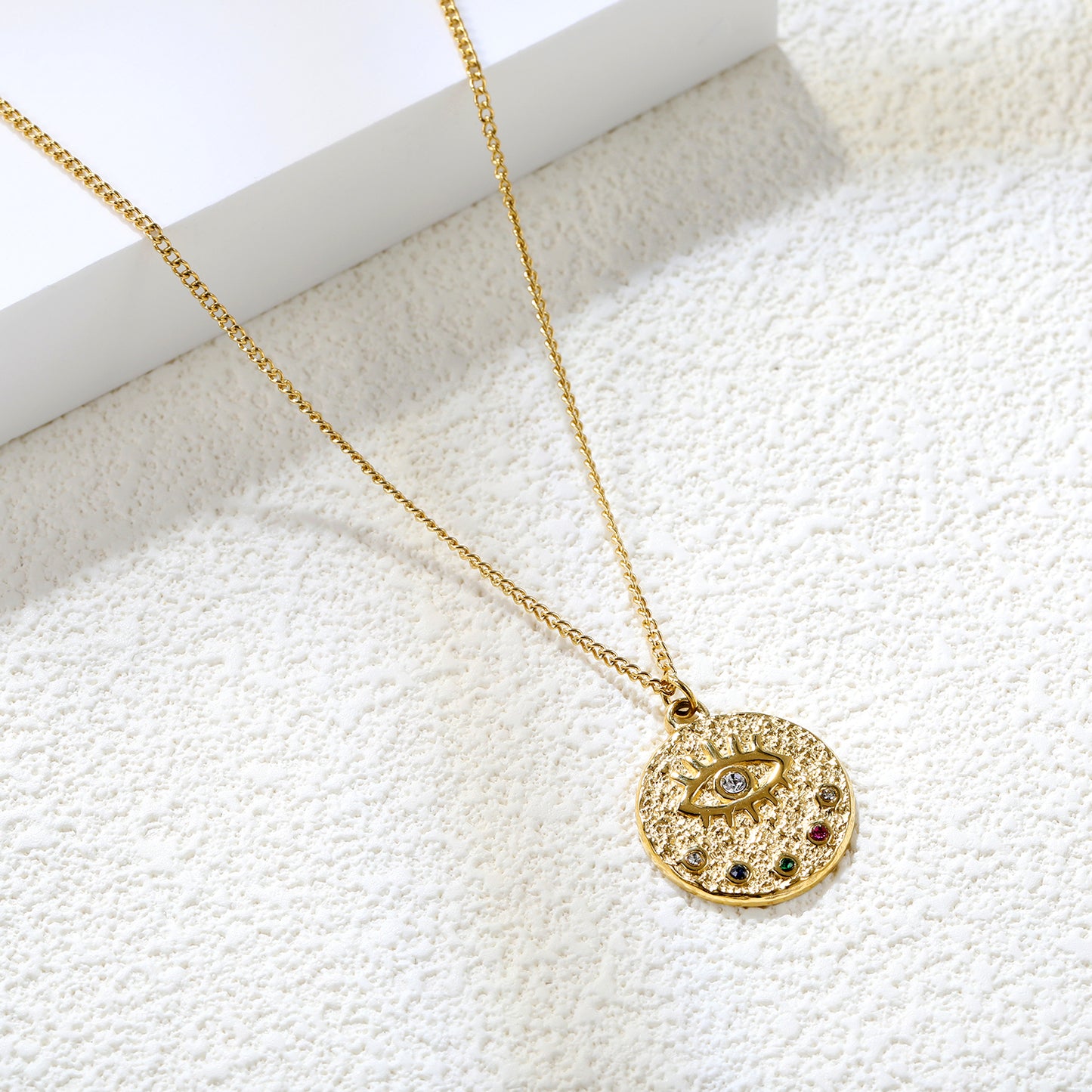 Bulk Gold toned Stainless Steel Intricate Round Pendant Necklace Ornate Style