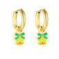 Wholesale Gold Hoop Earrings with Green Bell Decoration