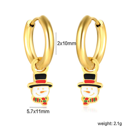 Wholesale Circle & Hat Snowman with Mixed Color Drip Earrings