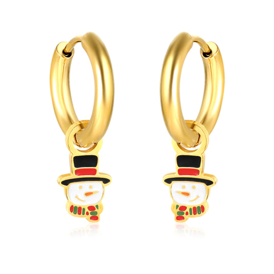 Wholesale Circle & Hat Snowman with Mixed Color Drip Earrings