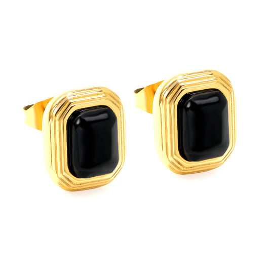 Wholesale Black Gem Square Earrings Sophisticated Look