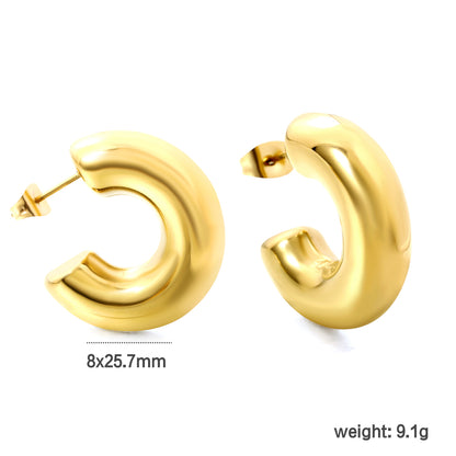 Wholesale Stainless Steel C-shaped Earrings Minimalist Style