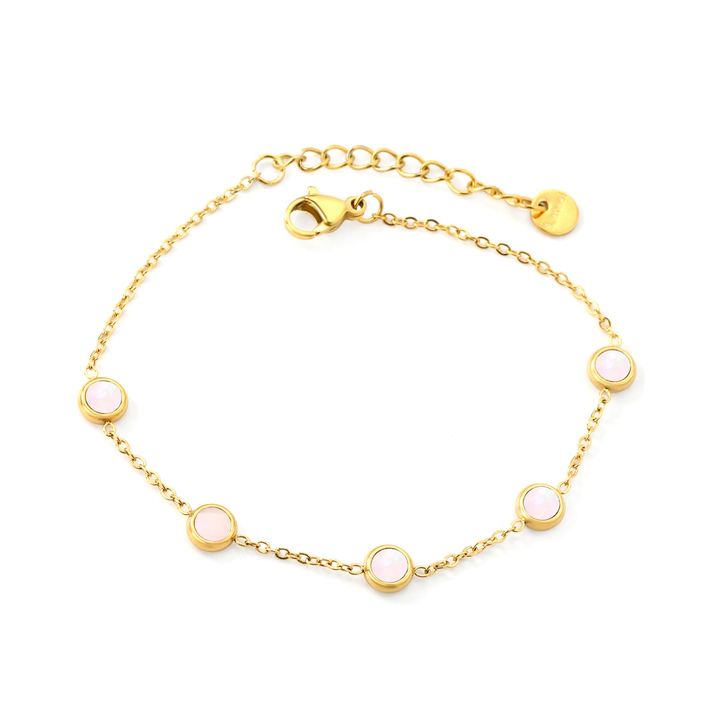 Wholesale 18K Gold Plated Multi-Color Bead Bracelet Set Pearl Pink Brown Rainbow Adjustable Stacking Jewelry