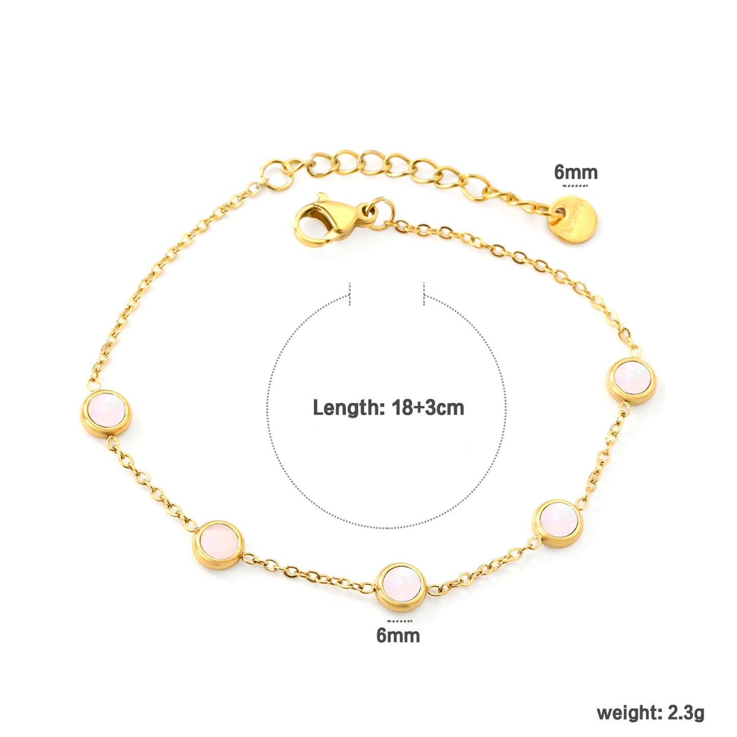 Wholesale 18K Gold Plated Multi-Color Bead Bracelet Set Pearl Pink Brown Rainbow Adjustable Stacking Jewelry