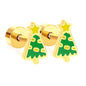 Wholesale 18K Gold Christmas Tree Stud Earrings Festive Design