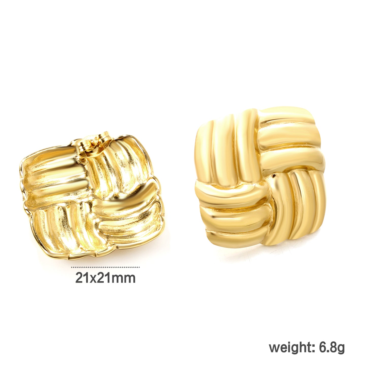 Wholesale 18K Gold Woven Texture Stud Earrings Intricate Craftsmanship