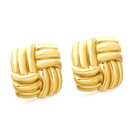 Wholesale 18K Gold Woven Texture Stud Earrings Intricate Craftsmanship