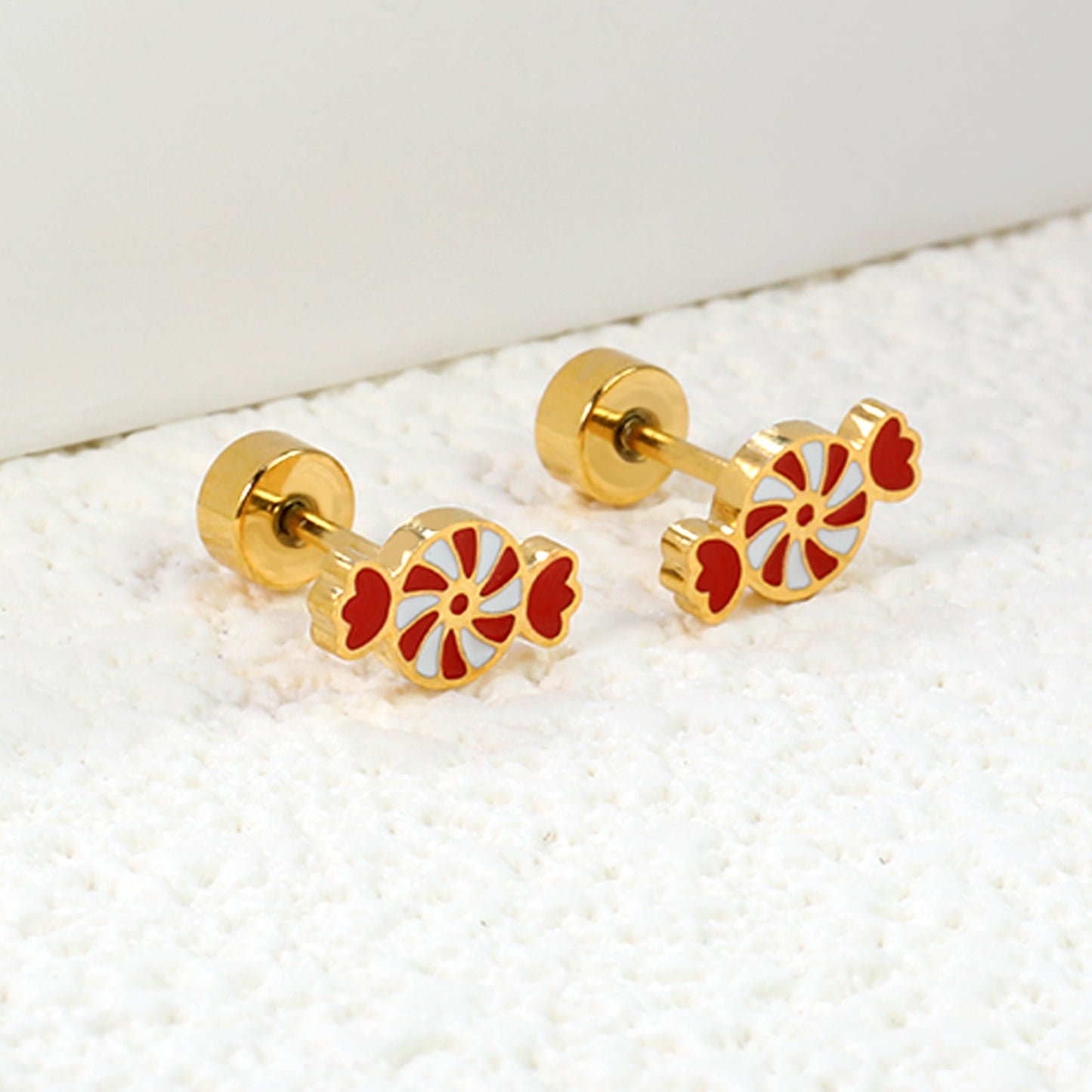 Wholesale 18K Gold Candy Stud Earrings Sweet Style