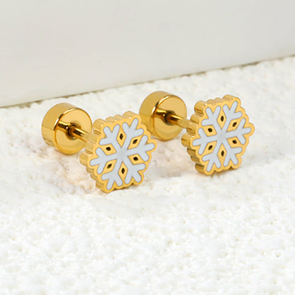 Wholesale 18K Gold Snowflake Stud Earrings Winter Style