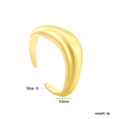 Wholesale Smooth Curved Open 18K Gold Stainless Steel Ring
