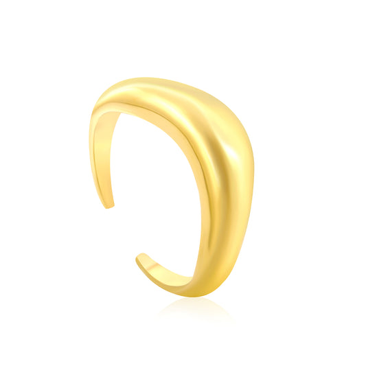 Wholesale Smooth Curved Open 18K Gold Stainless Steel Ring