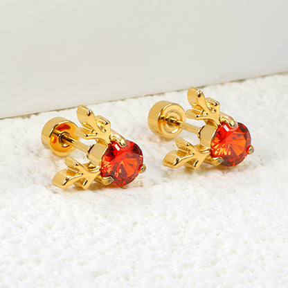 Wholesale 18K Gold Reindeer Stud Earrings Charming Design