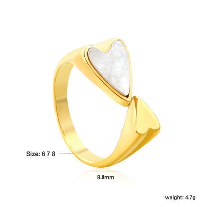 Wholesale heart-shaped two-tone inlaid 18K gold-plated stainless steel ring
