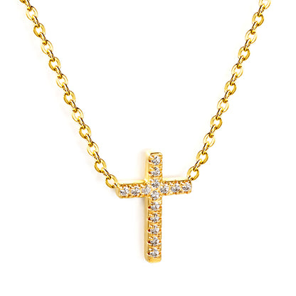 Wholesale Stainless Steel Cross with White Diamond Pendant Necklace