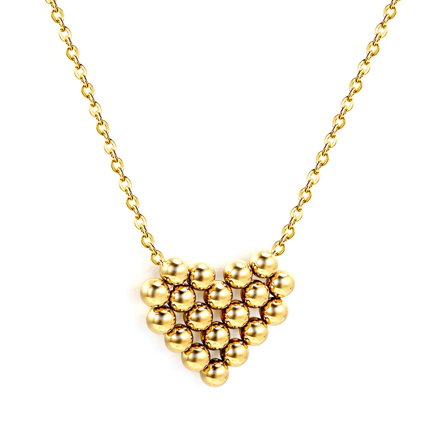Bulk Gold Tone Heart - shaped Bead Necklace Romantic Charm