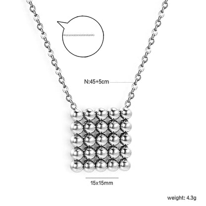 Wholesale 18K Gold Color Steel Beads Square Pendant Necklace