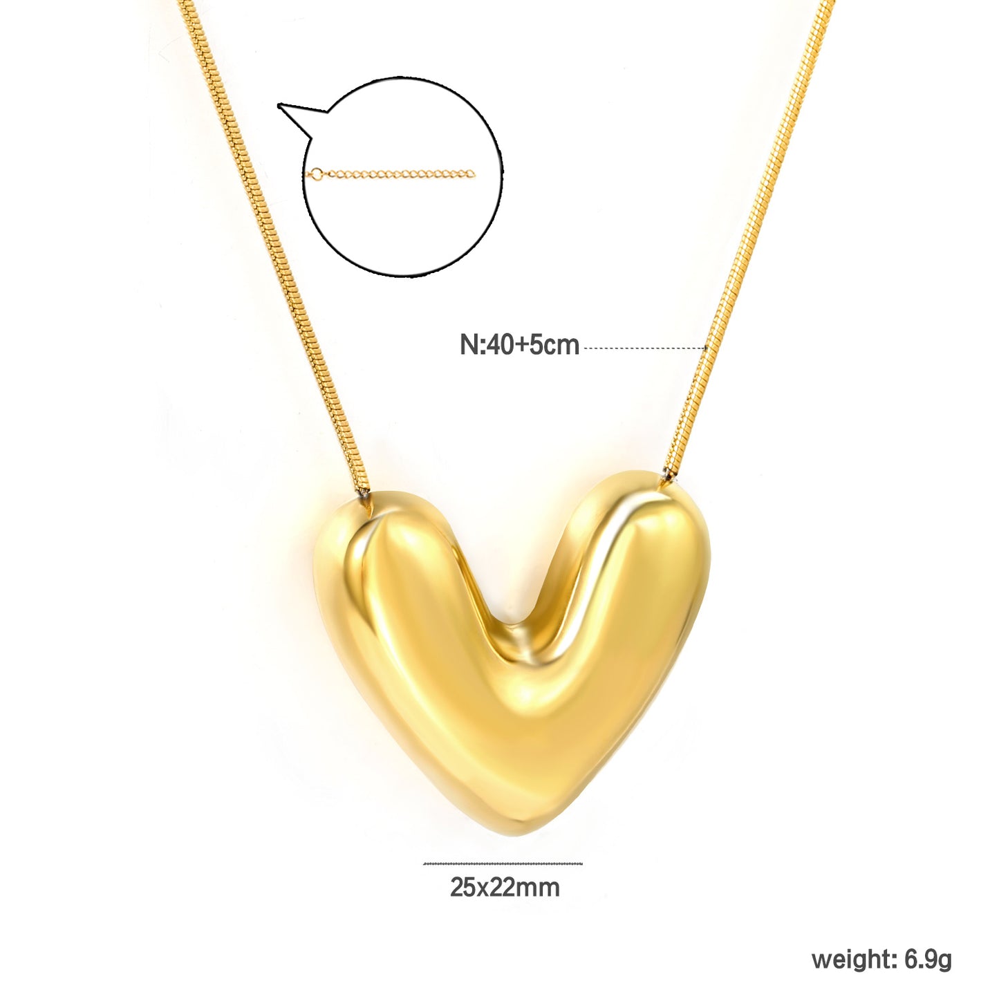 Wholesale Stainless Steel Heart Pendant Necklace Modern Minimalist