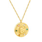 Wholesale Gold toned Stainless Steel Round Pendant with Colorful Gems Necklace Luxurious Style