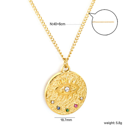 Bulk Gold toned Stainless Steel Intricate Round Pendant Necklace Ornate Style