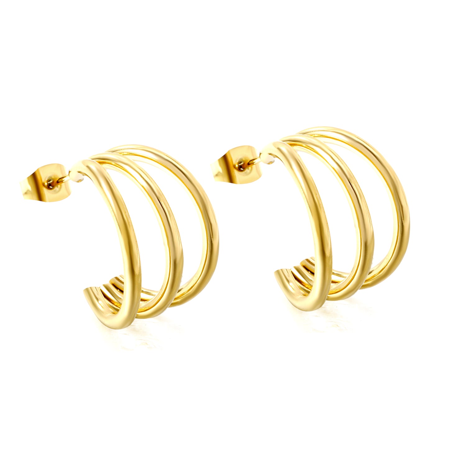Wholesale Stainless Steel 3-Layer C-Ring Earrings Pure Design