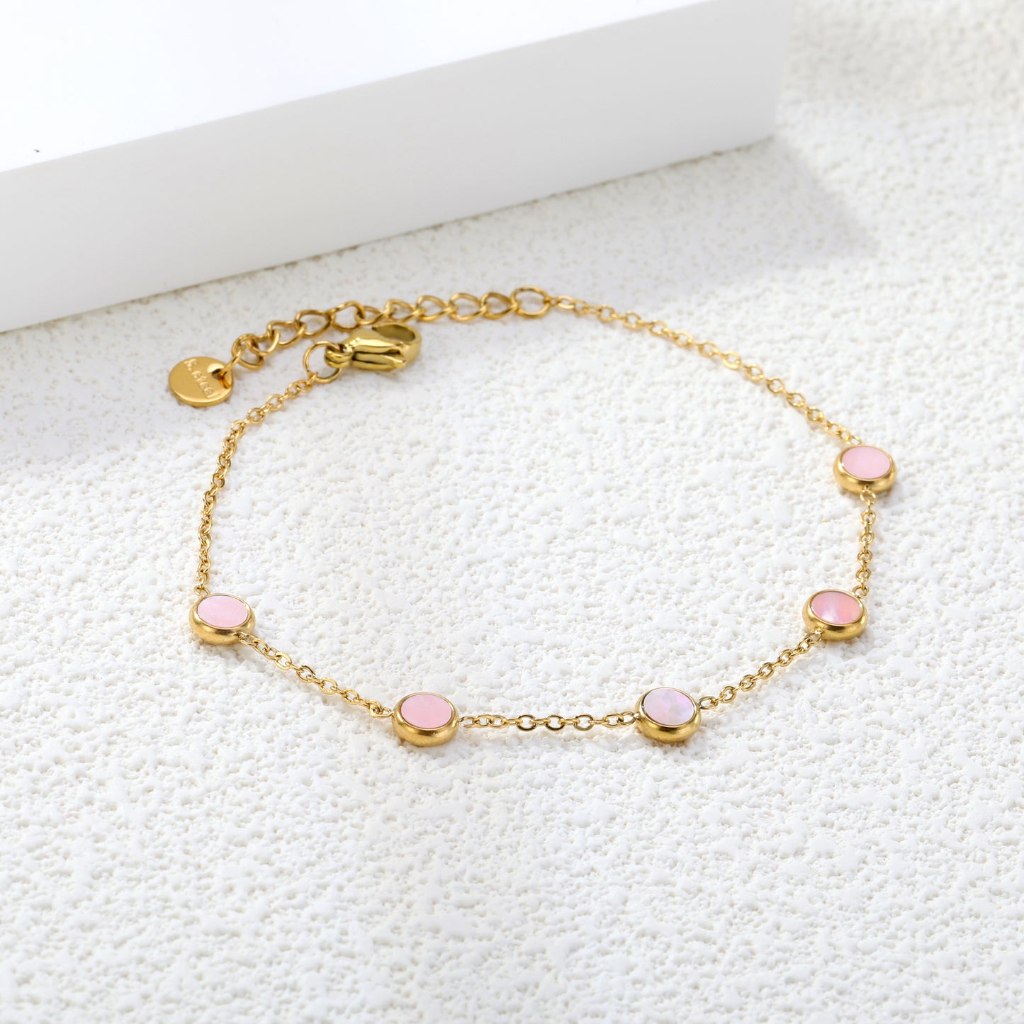 Wholesale 18K Gold Plated Multi-Color Bead Bracelet Set Pearl Pink Brown Rainbow Adjustable Stacking Jewelry