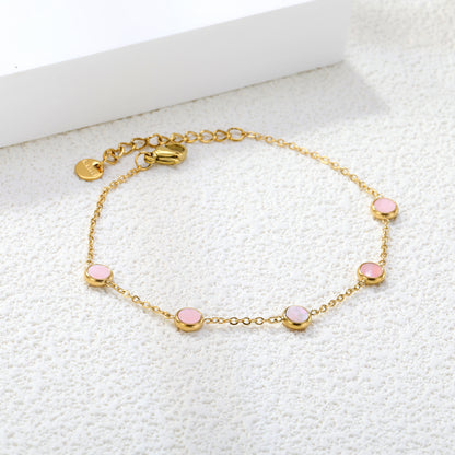 Wholesale 18K Gold Plated Multi-Color Bead Bracelet Set Pearl Pink Brown Rainbow Adjustable Stacking Jewelry