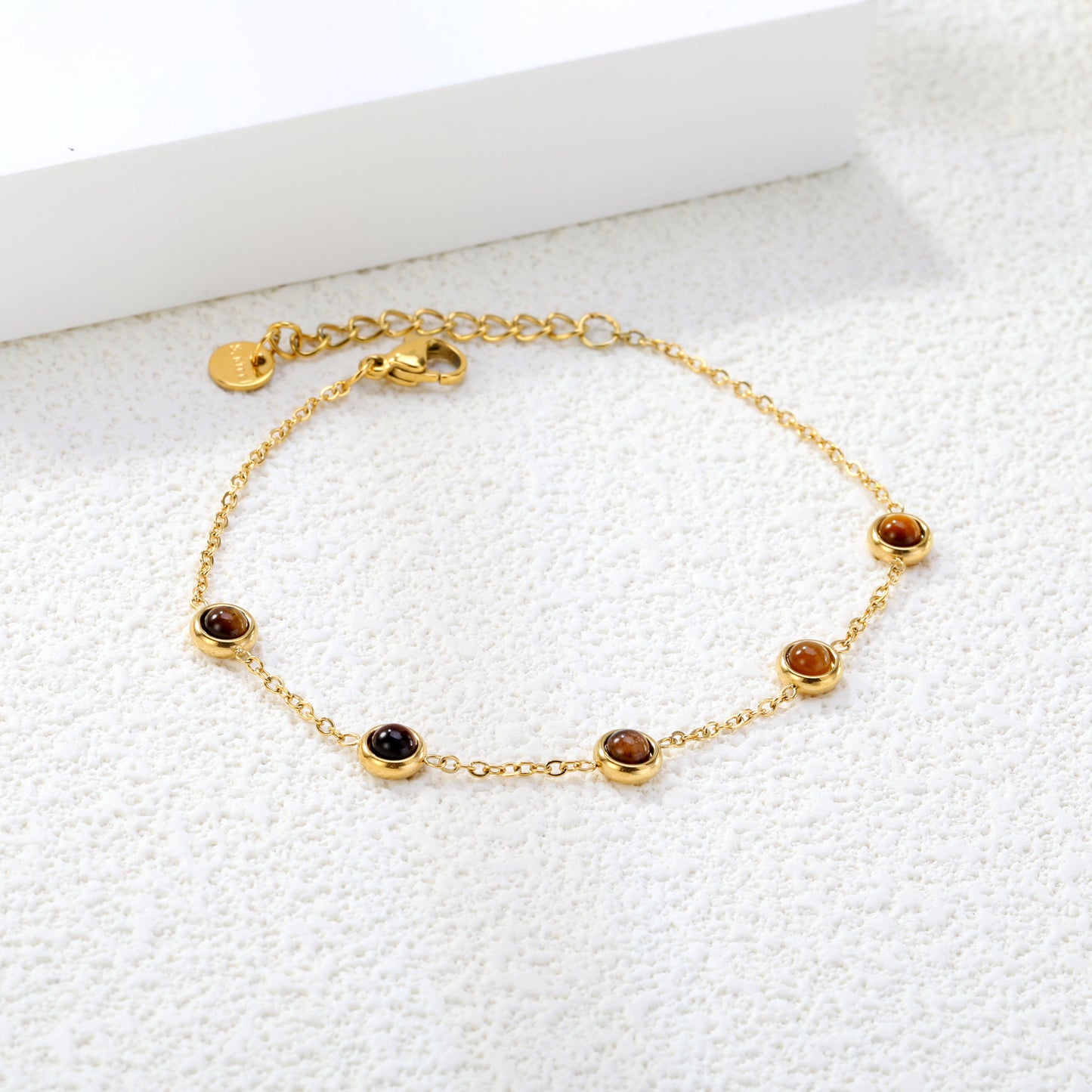 Wholesale 18K Gold Plated Multi-Color Bead Bracelet Set Pearl Pink Brown Rainbow Adjustable Stacking Jewelry