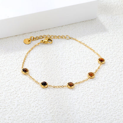 Wholesale 18K Gold Plated Multi-Color Bead Bracelet Set Pearl Pink Brown Rainbow Adjustable Stacking Jewelry
