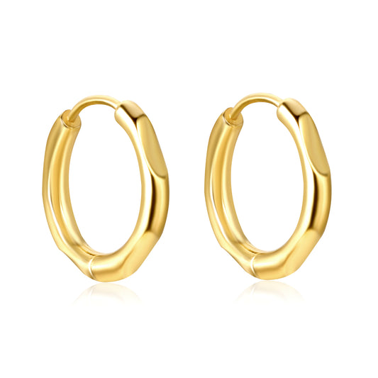 Wholesale Gold Bamboo - Inspired Round Earrings for Fashion Retailers Trendy Look