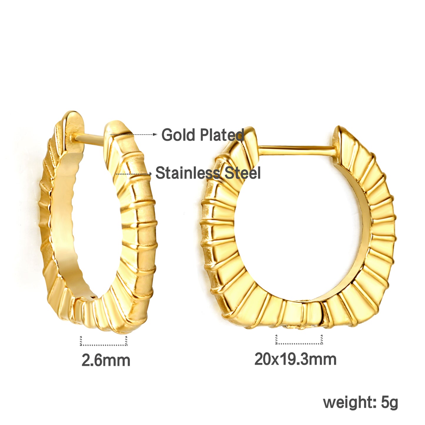 Wholesale Striped Edge Gold Hoop Earrings for Jewelry Vendors