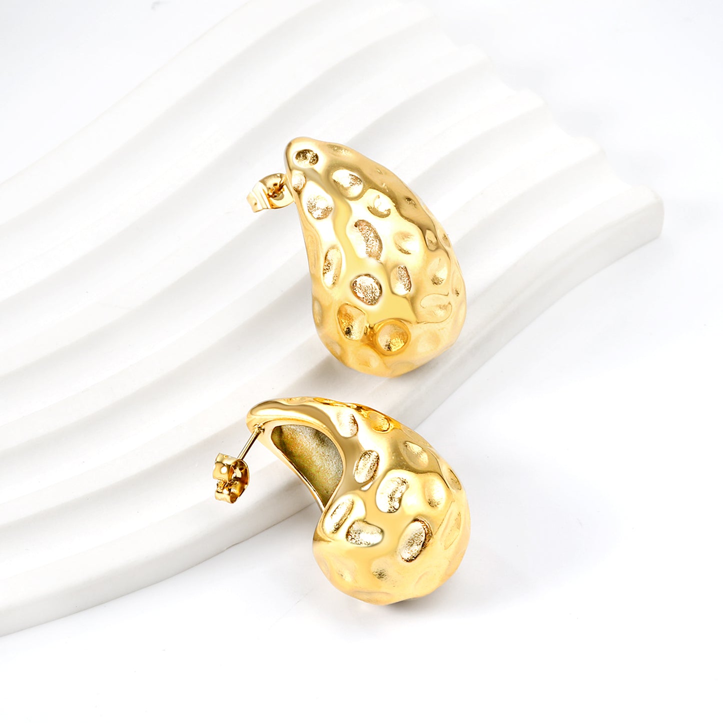 Wholesale Textured Crescent Earrings Artisan Unique