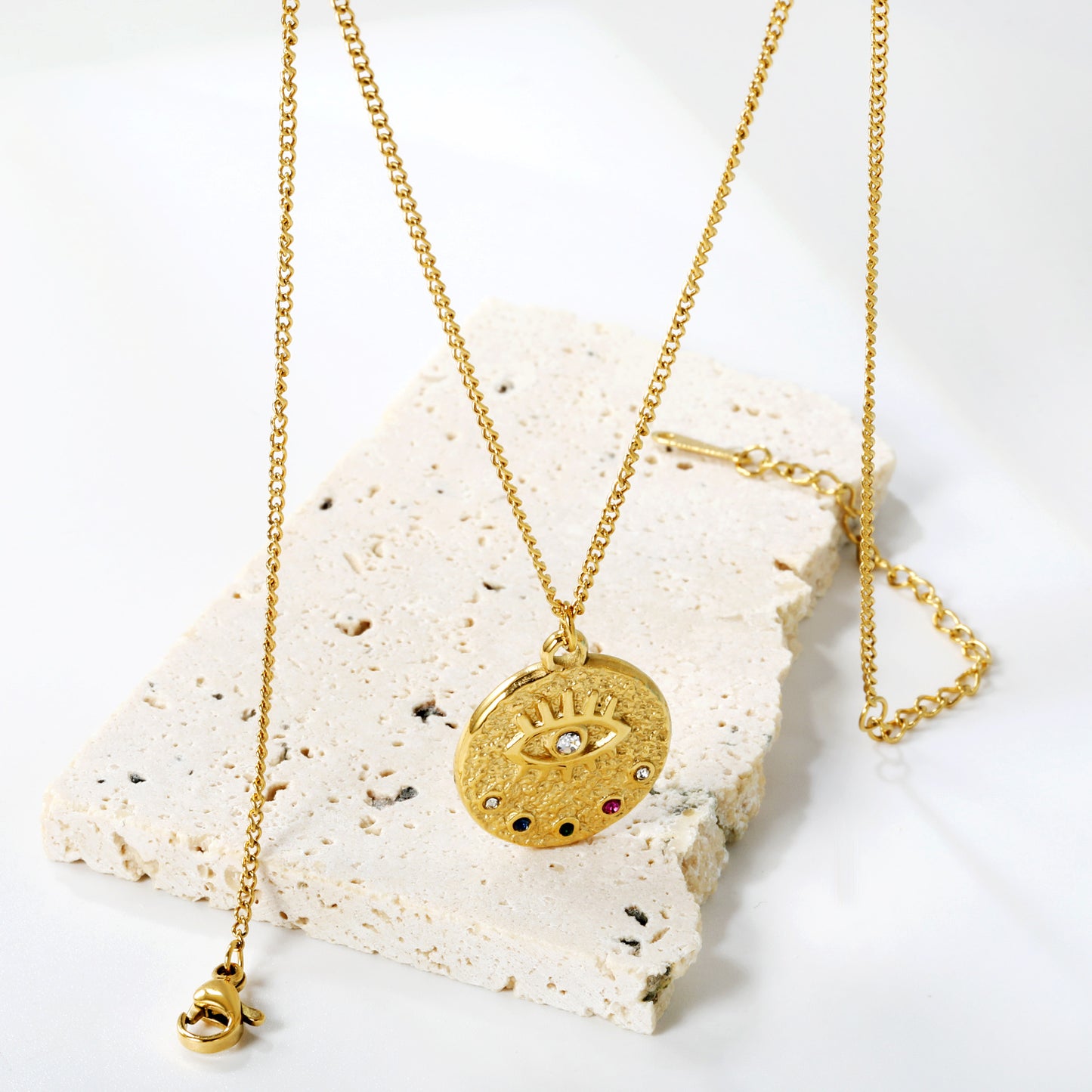 Bulk Gold toned Stainless Steel Intricate Round Pendant Necklace Ornate Style