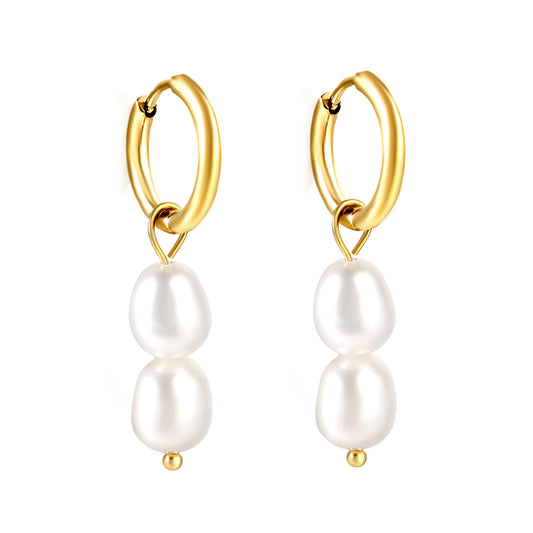 Wholesale Twin Pearl Hoop Earrings Delicate Beauty