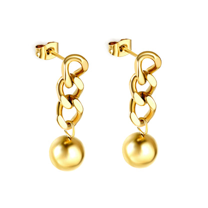 Bulk 18K Gold Chain Ball Earrings Contemporary Edge