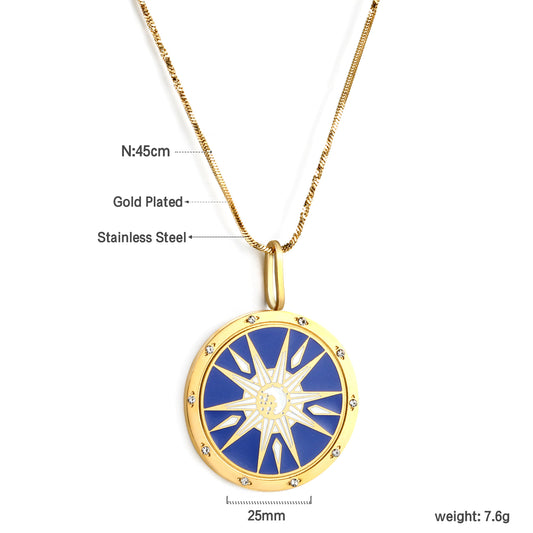 Wholesale Blue Sun patterned Necklace Sunny Vivid Style