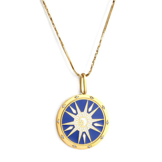 Wholesale Blue Sun patterned Necklace Sunny Vivid Style