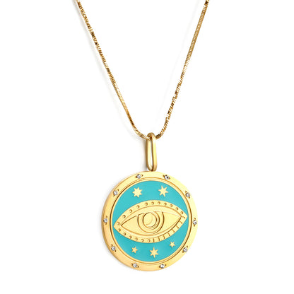 Bulk Blue Eye patterned Necklace Mysterious Fashion Style