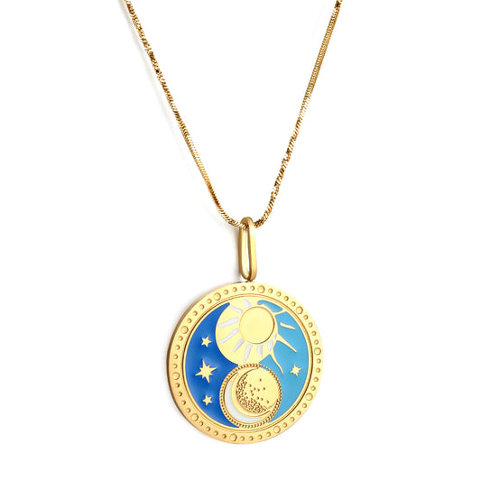 Wholesale Gold Tone Moon Ring Necklace Lunar Elegance