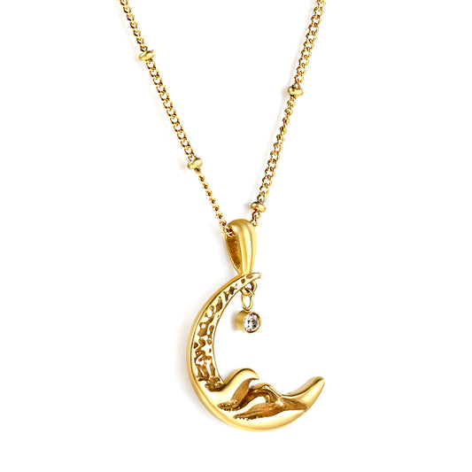 Wholesale 18k Gold Moon Accessories & Dangling Diamond 3mm Necklace