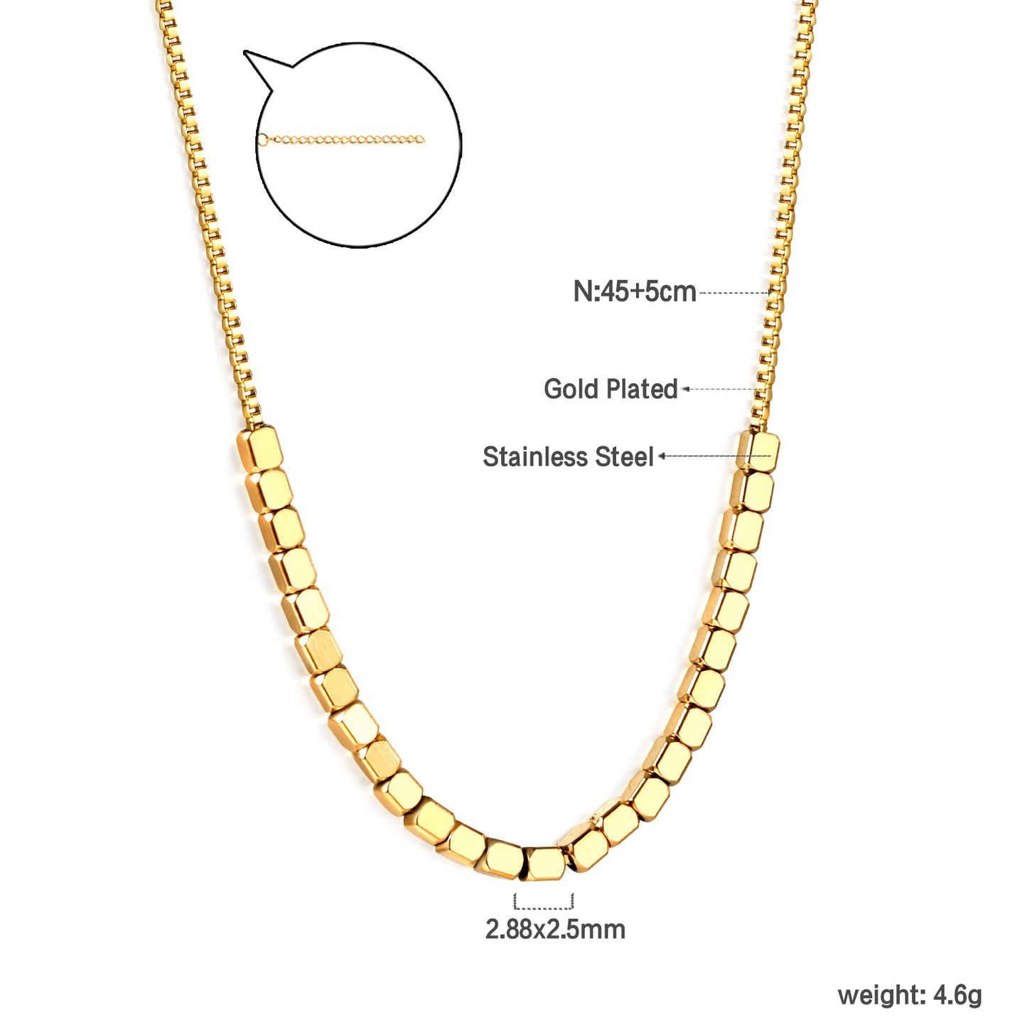 Wholesale Stainless Steel Gold Tone Geometric Link Necklace Modern Minimalist