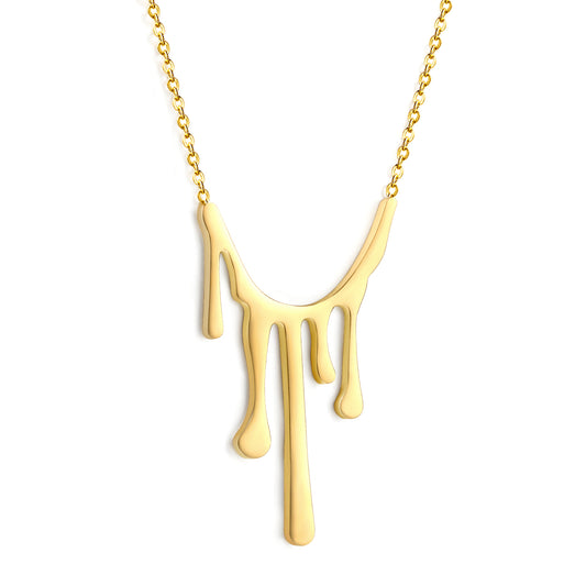 Wholesale Stainless Steel Drop Wax Shape Pendant Necklace